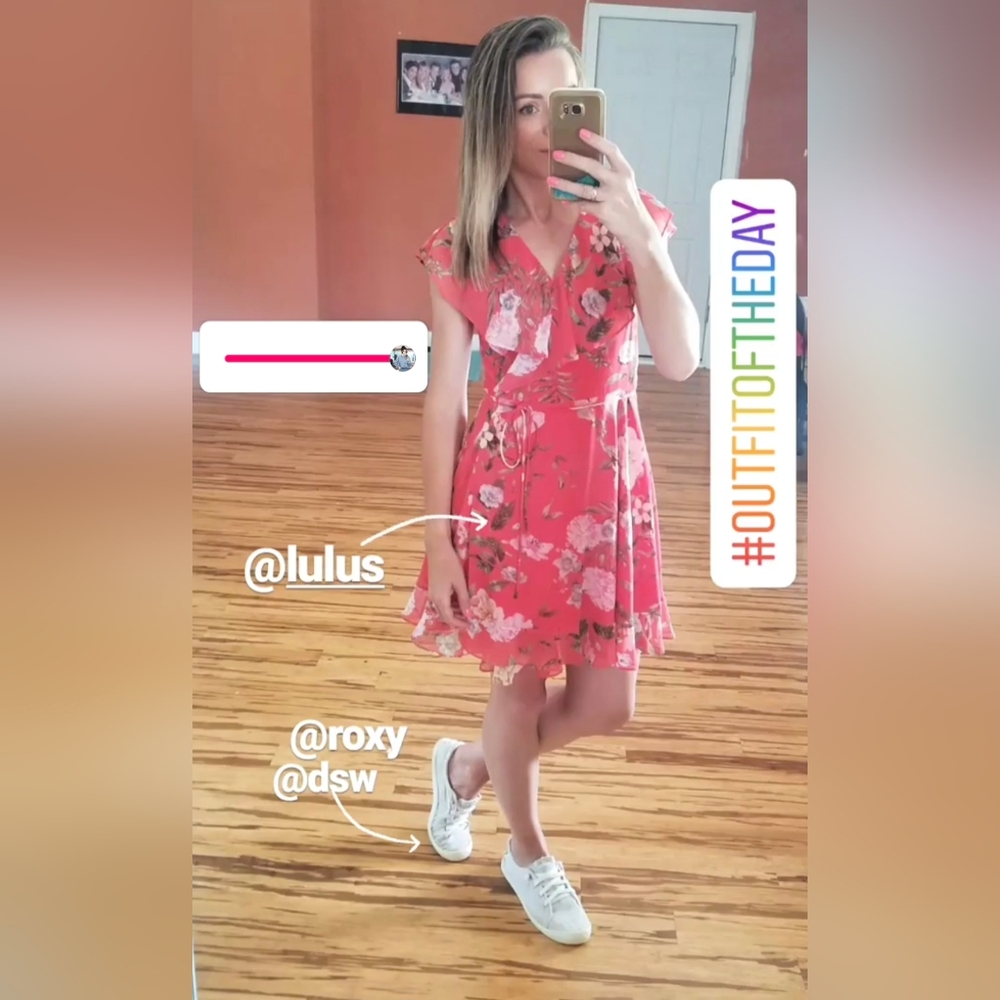Lulu's Coral Floral Mini Dress. Not New But In Perfect Condition.